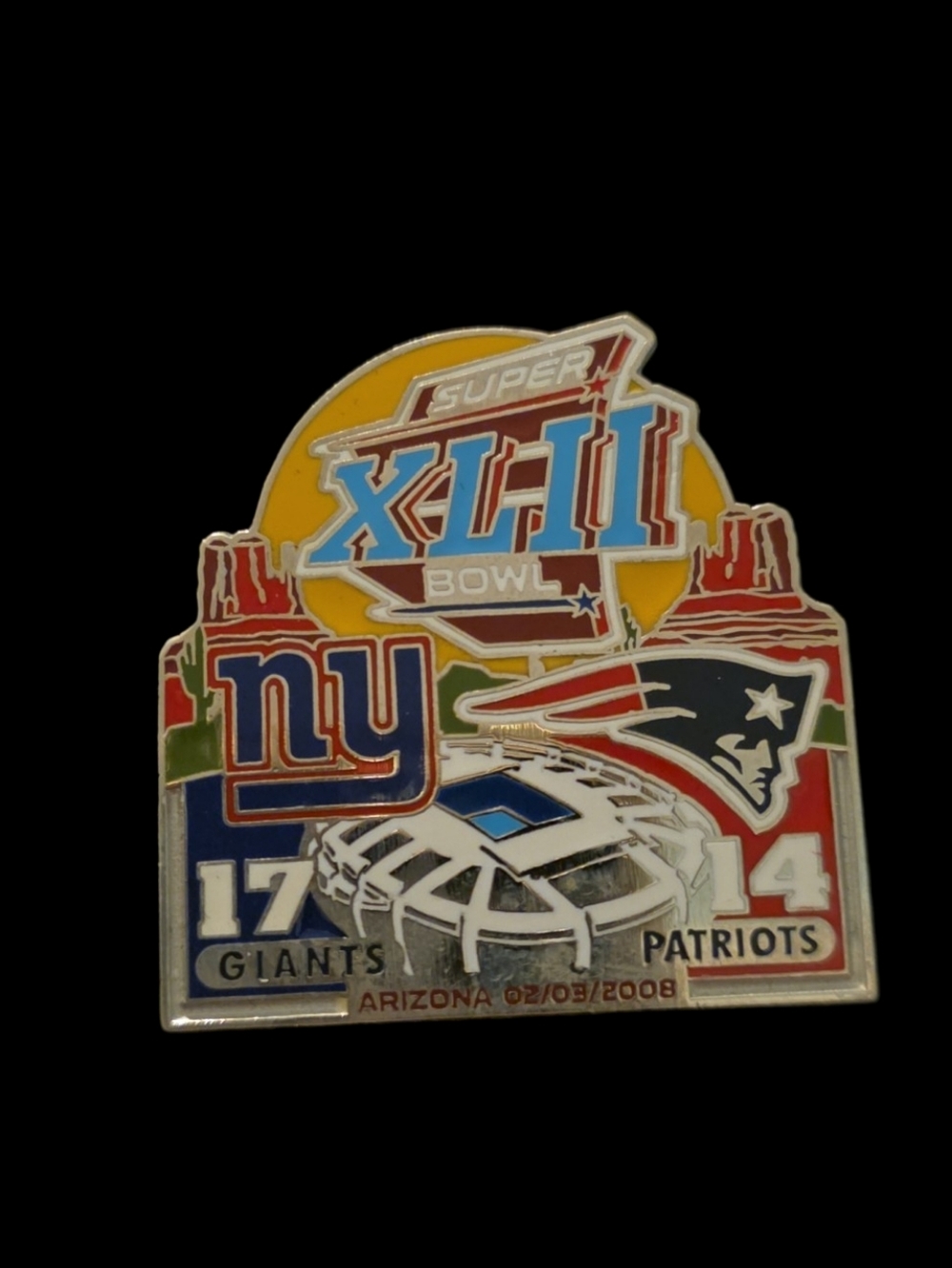 New York Giants Super Bowl XLII Champions Pin Set - Blue/Red/White - Picture 7 of 8